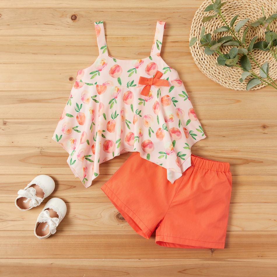 2-piece Baby / Toddler Girl Adorable Peach Print Top and Shorts Set